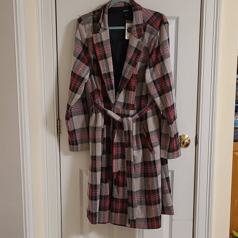 Long plaid jacket